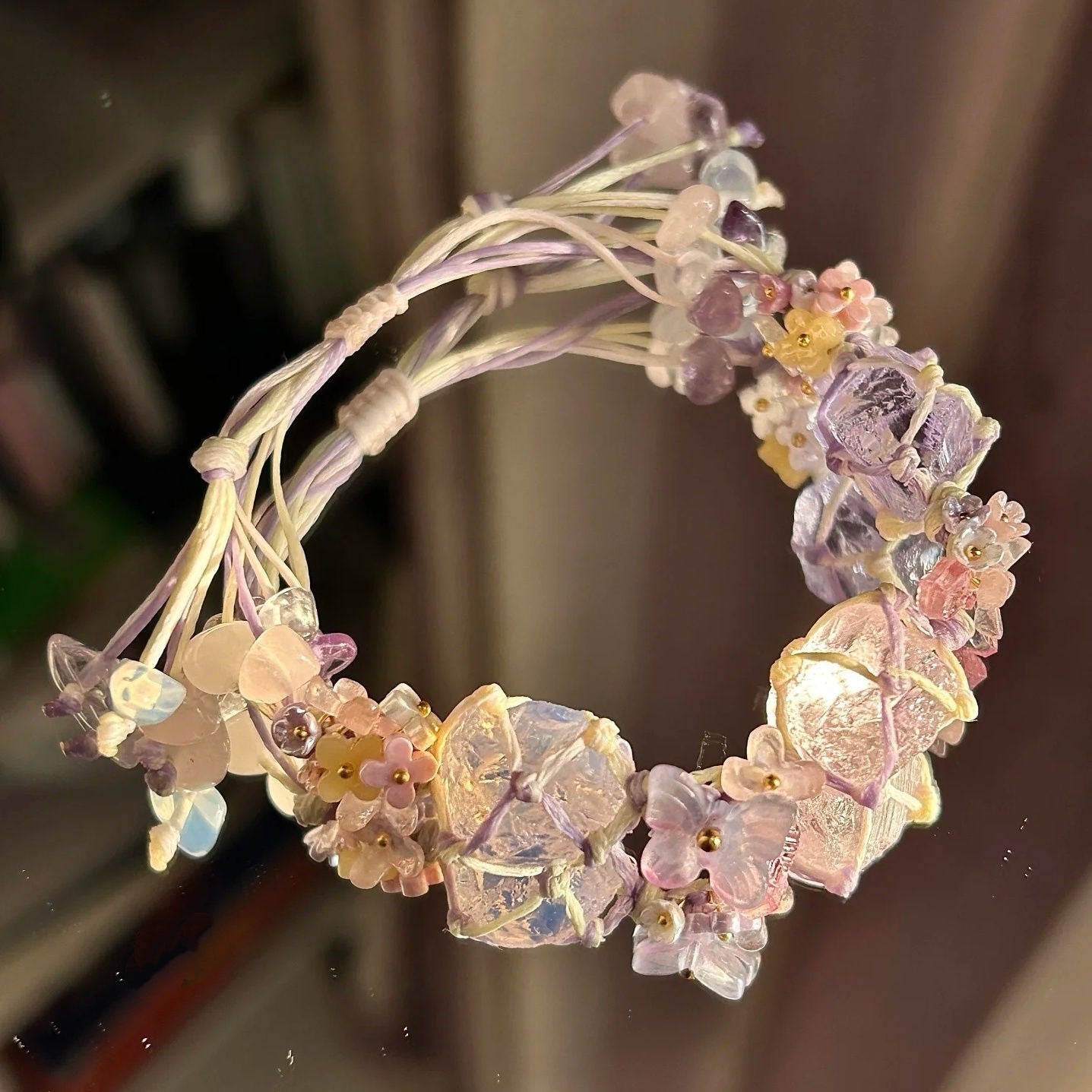 Crystal garland bracelet handwoven bracelet