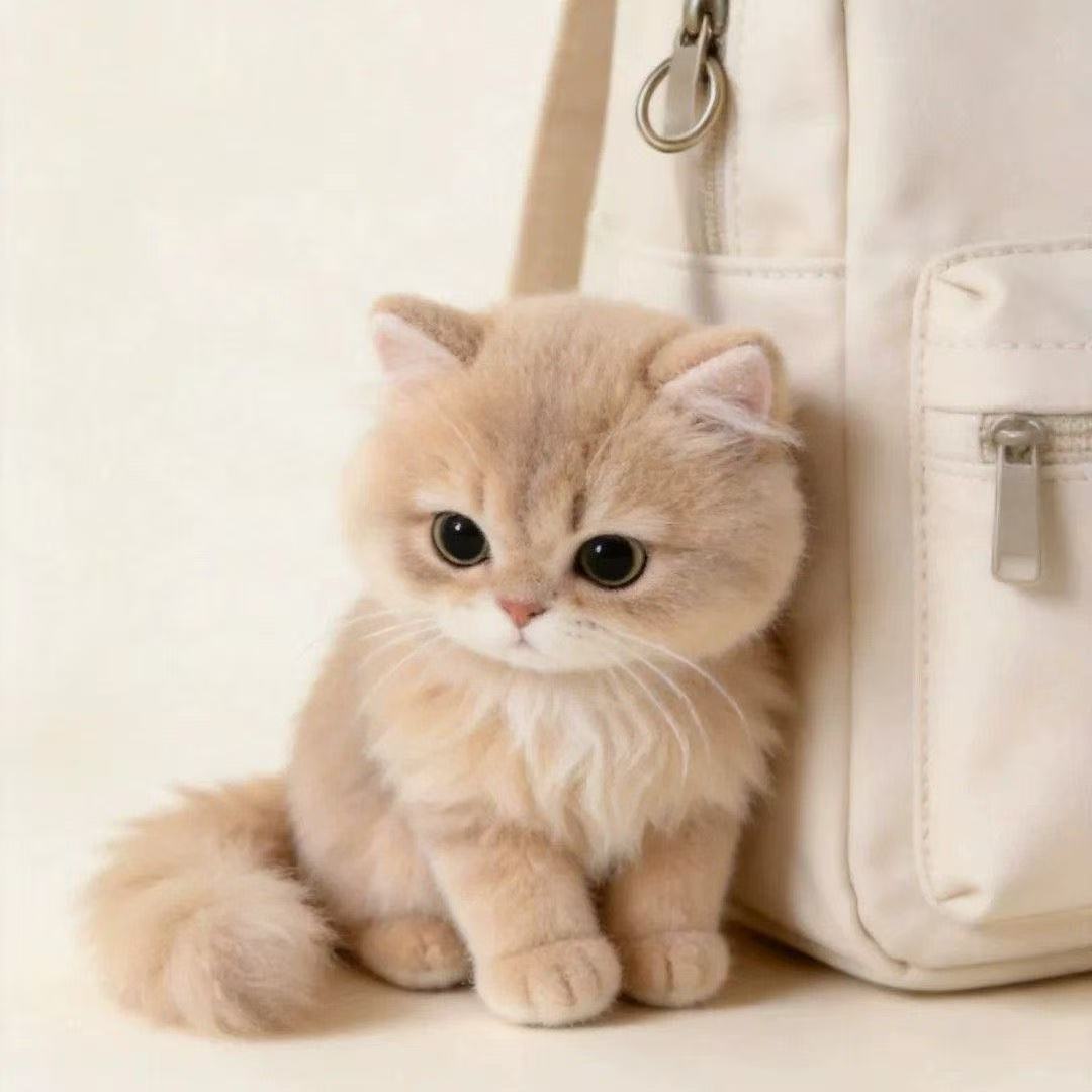 Ultra-Cute Realistic Kitten Plush Keychain