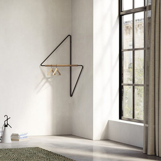Minimalist corner clothes rack - wall mounted