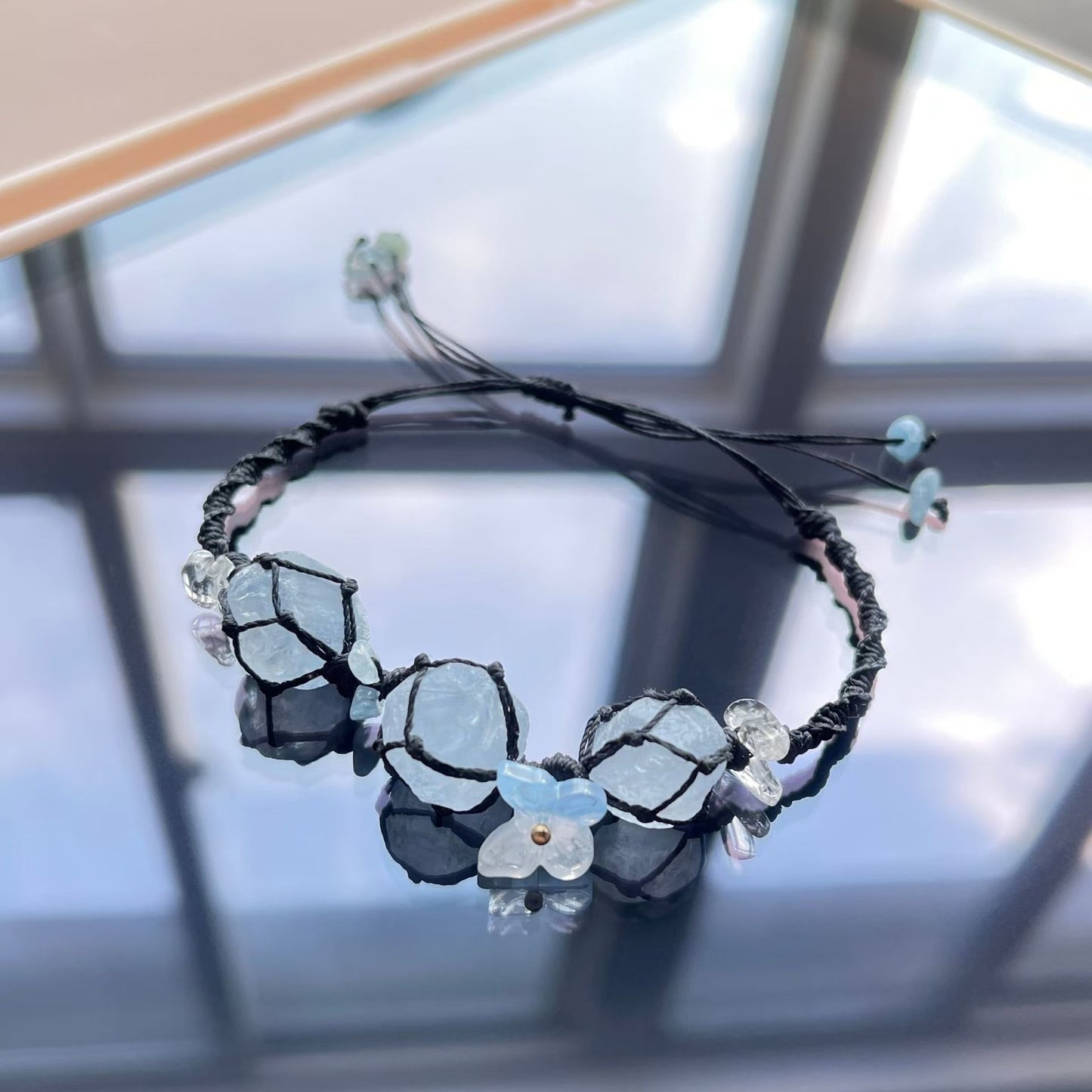 Crystal garland bracelet handwoven bracelet