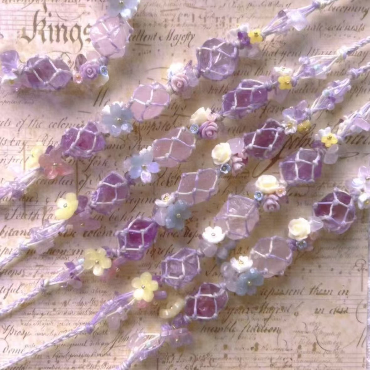 Crystal garland bracelet handwoven bracelet
