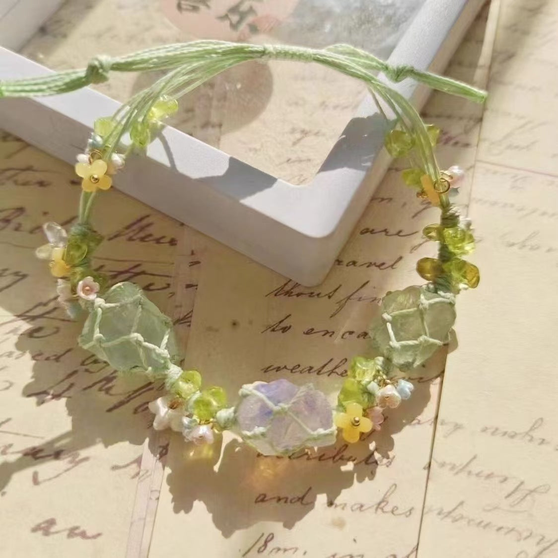 Crystal garland bracelet handwoven bracelet