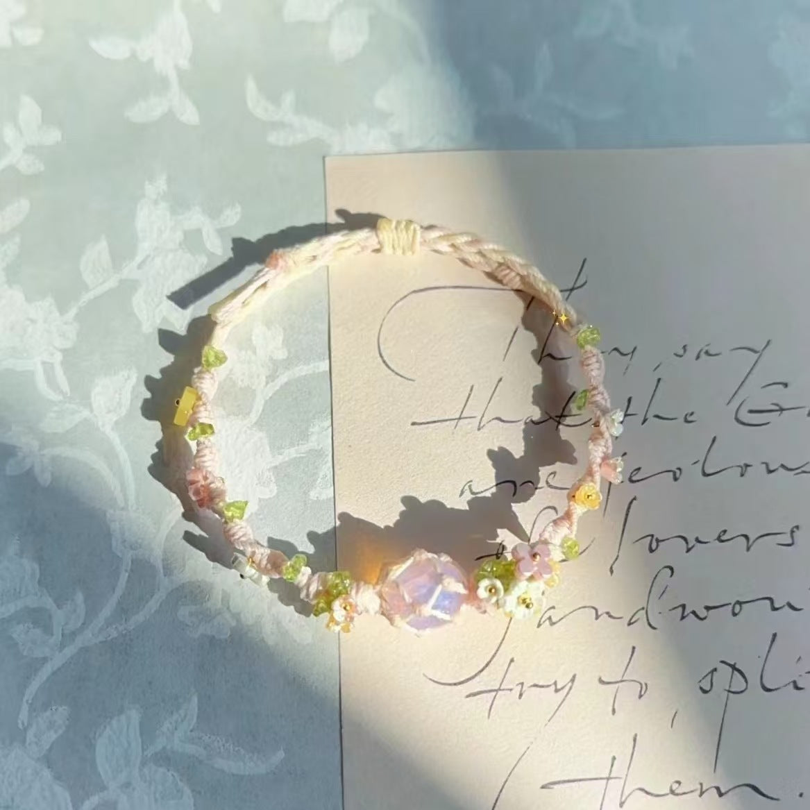 Crystal garland bracelet handwoven bracelet