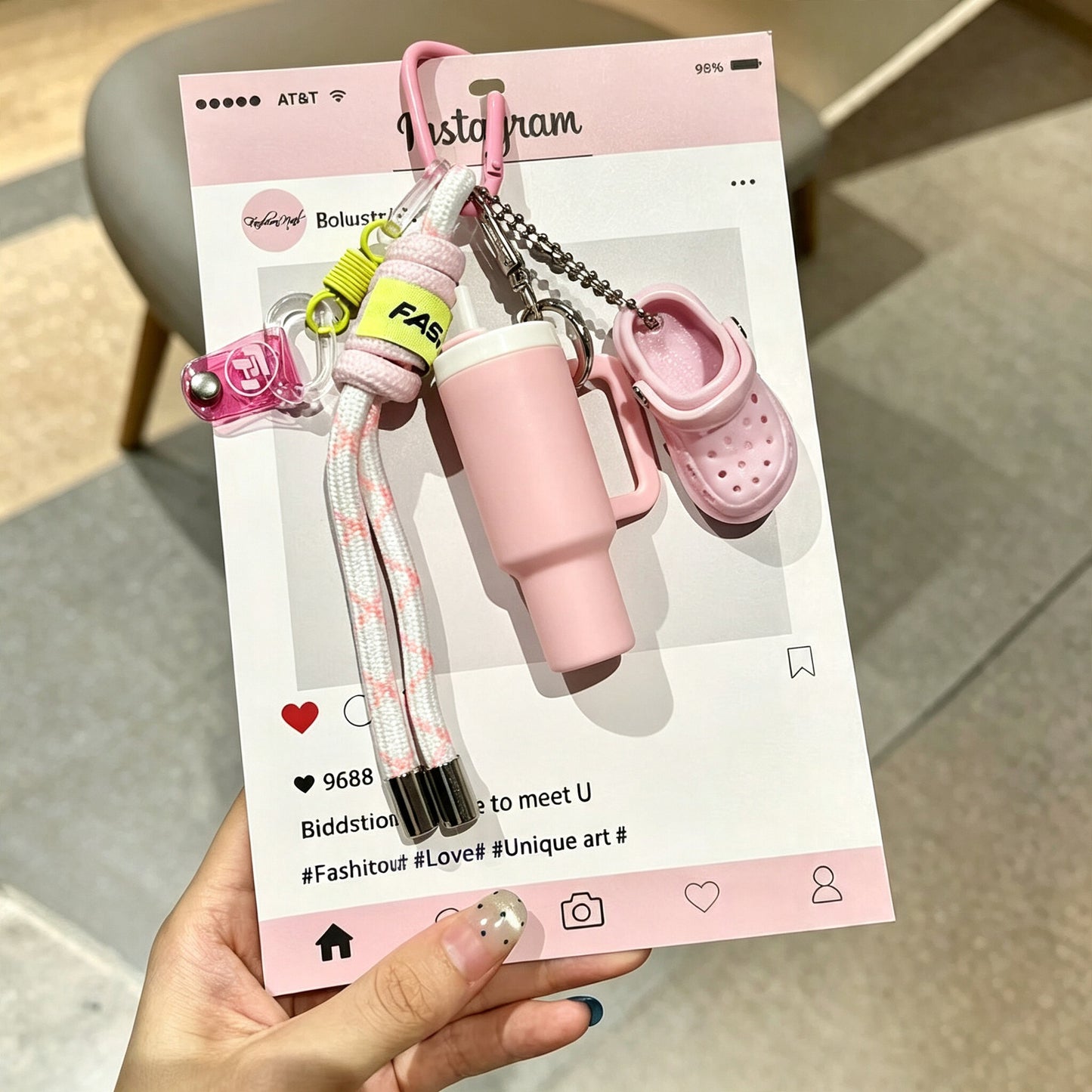 Creative Pink Dopamine Fitness Keychain