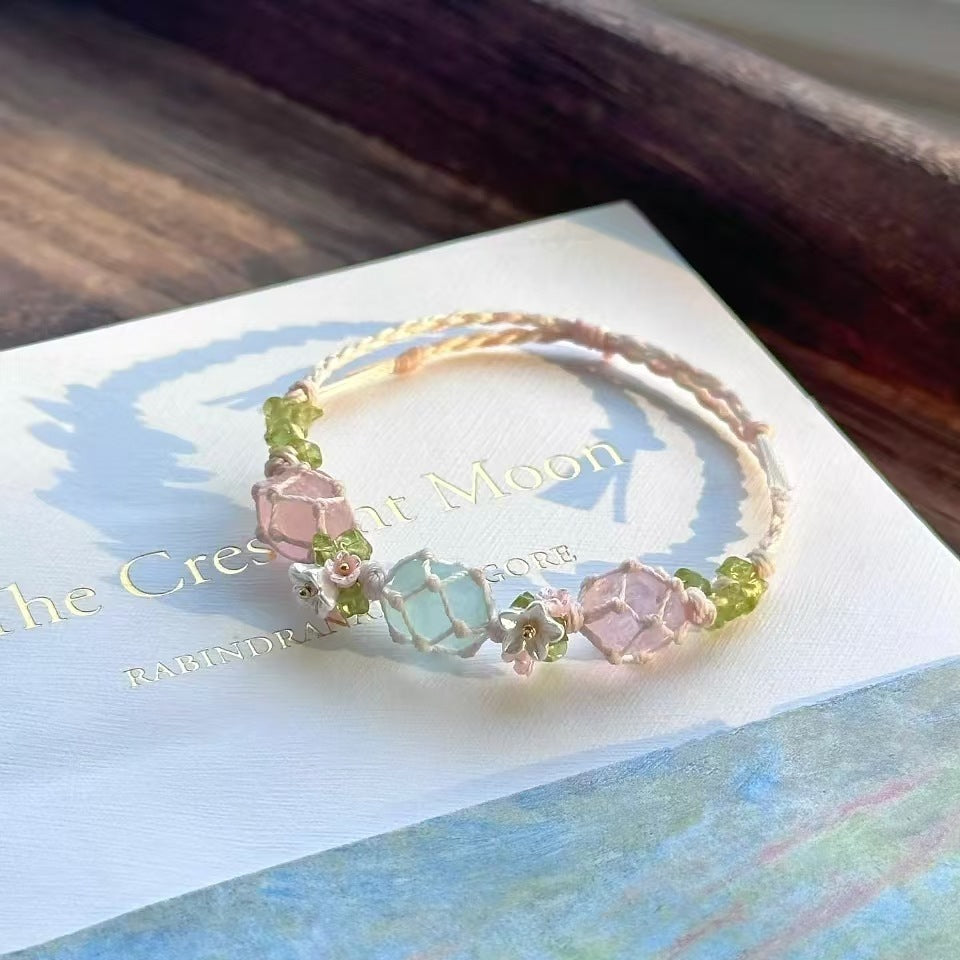 Crystal garland bracelet handwoven bracelet