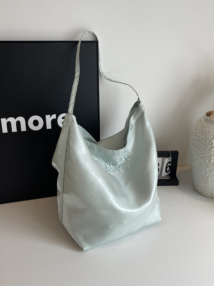Silky Satin Reversible Commute Shoulder Bag
