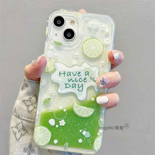 Applicable to Apple phone case, new quicksand lemon peach