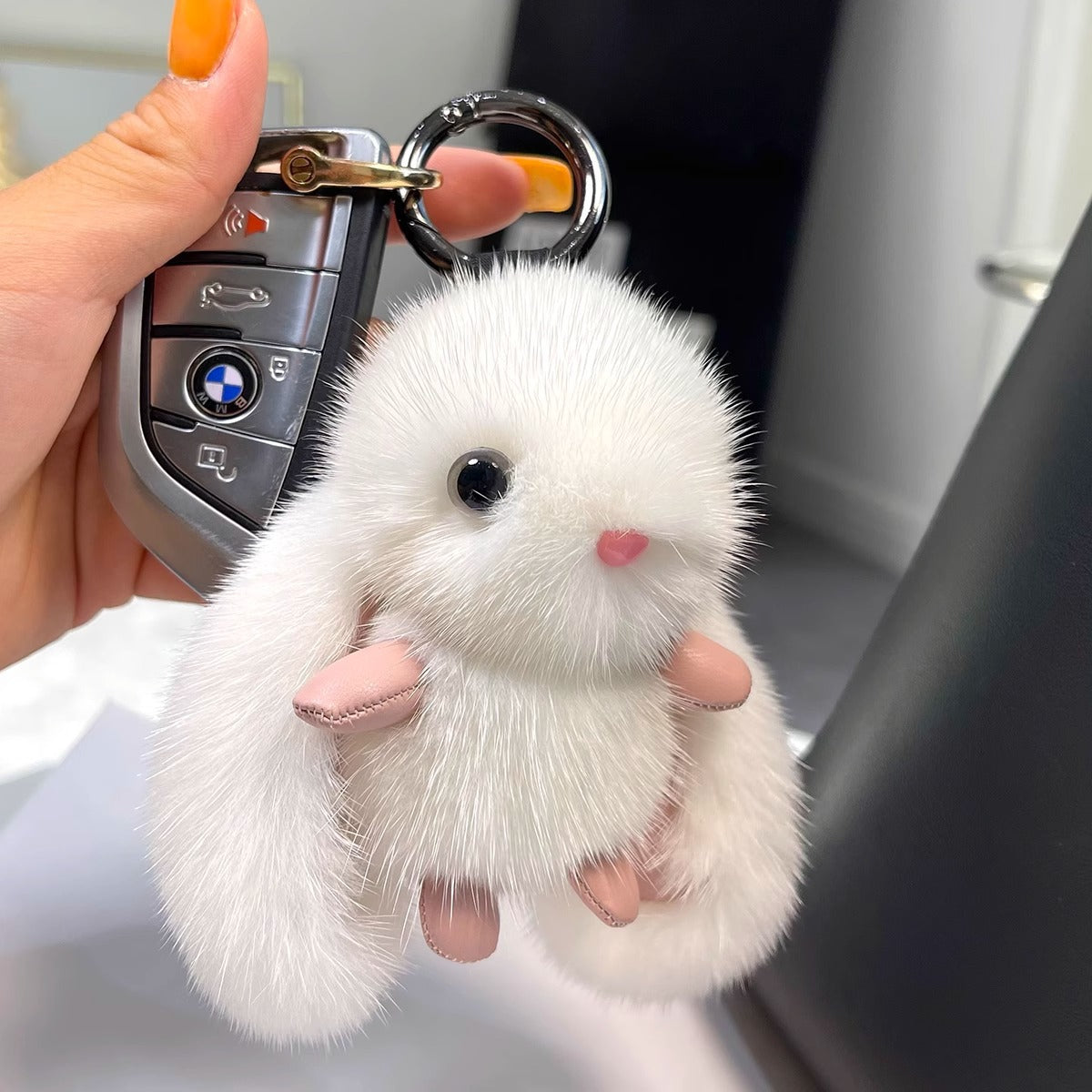 Cute Fluffy Plush Bunny Keychain