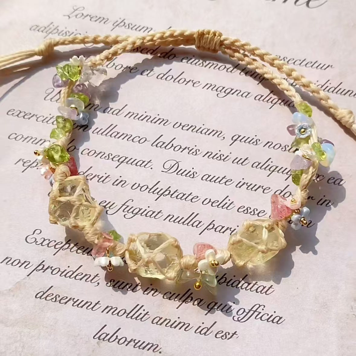 Crystal garland bracelet handwoven bracelet