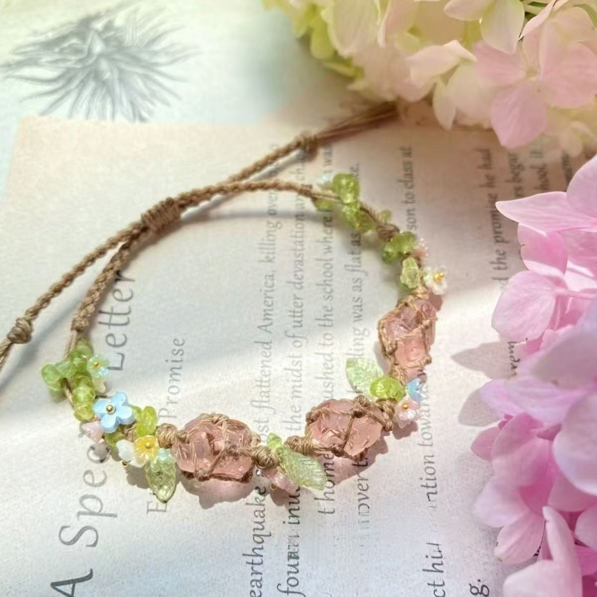 Crystal garland bracelet handwoven bracelet