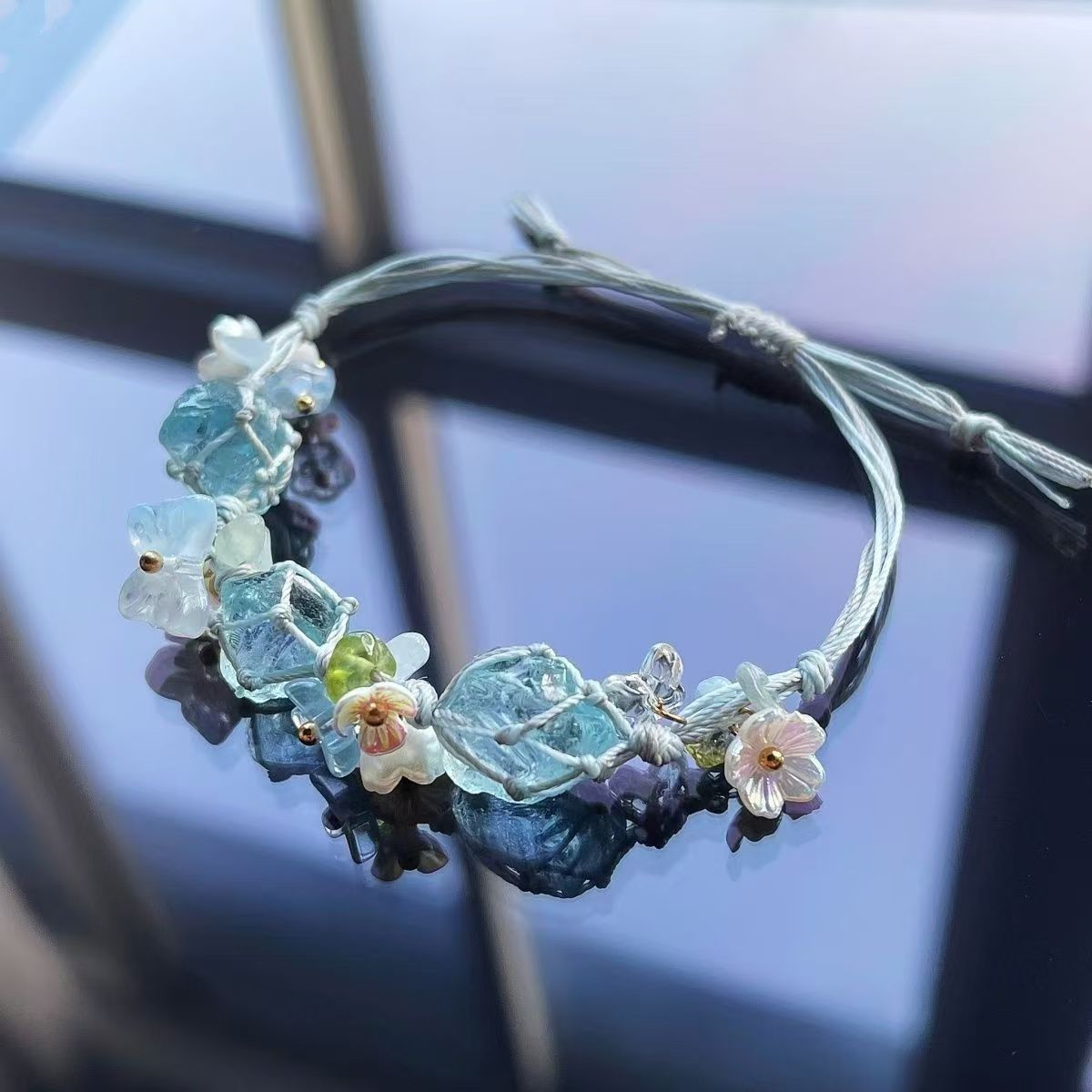 Crystal garland bracelet handwoven bracelet