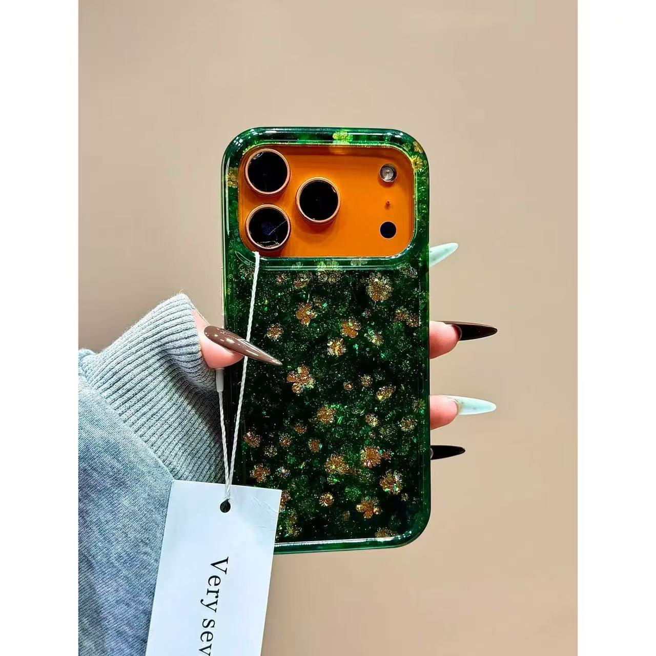 Oil painting colorful floral, bead chain, mobile phone case.