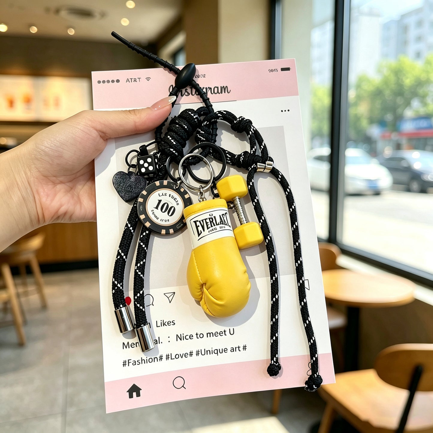 Creative Pink Dopamine Fitness Keychain