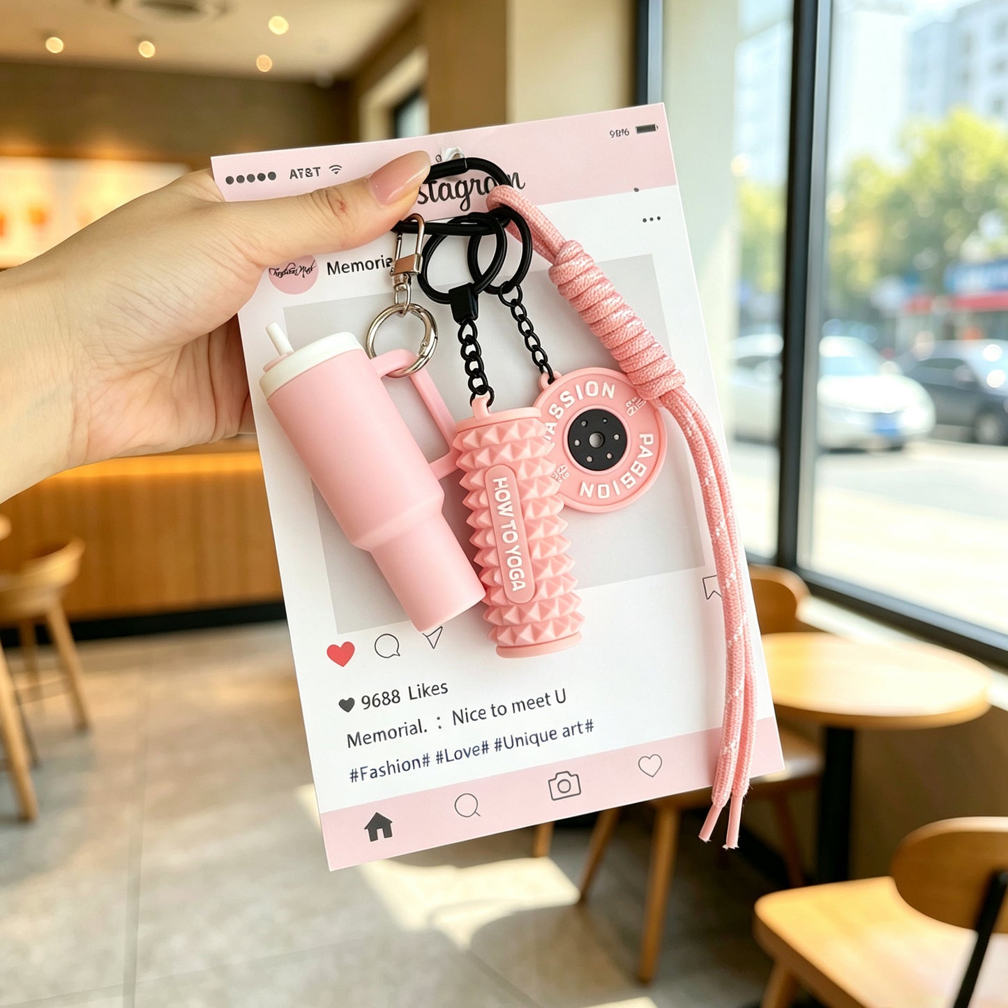 Creative Pink Dopamine Fitness Keychain