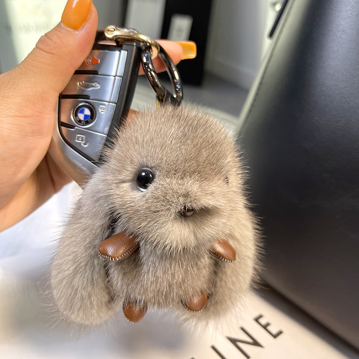 Cute Fluffy Plush Bunny Keychain