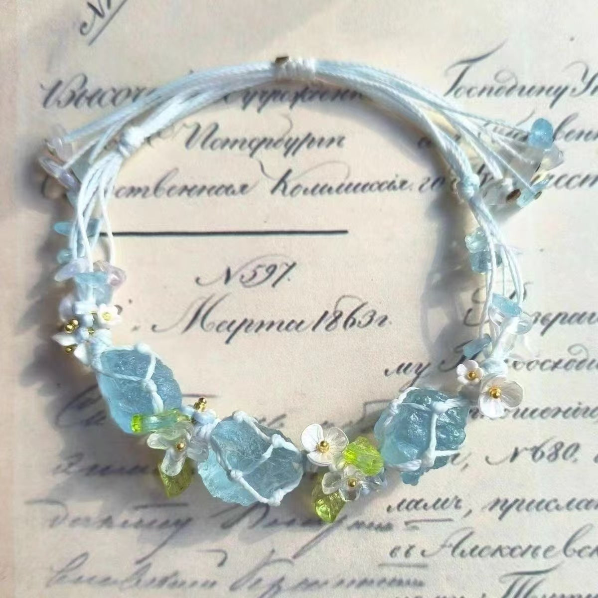 Crystal garland bracelet handwoven bracelet